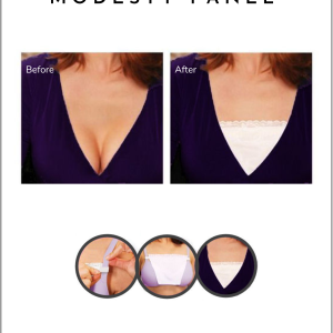 Modesty panels with lace trim covers cleavage