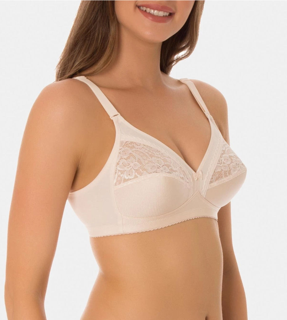 TRIUMPH SOFT WIRELESS Bra Elegant Cotton N Nude Overbust Beige Women Cotton  $36.10 - PicClick