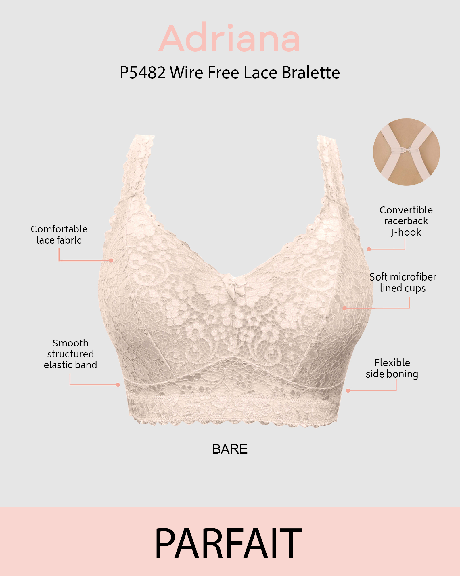 Parfait Adriana Wire Free Lace Bralette P5482 - Black – The